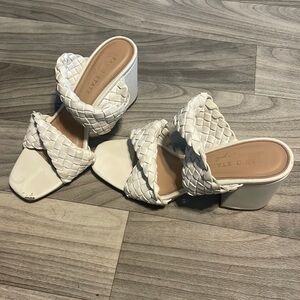 White block heels, worn once
